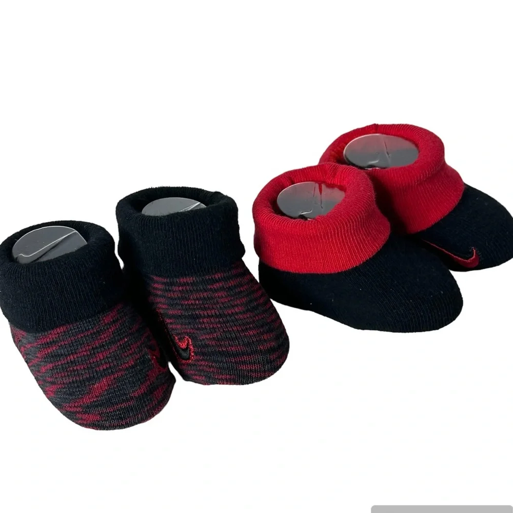 Nike Kids 2-Pair Pack Marled Knit Booties (Infant) (Gym Red) Boys Socks